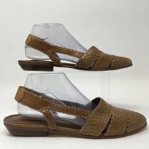 Ipanema Sandal Womens 11M Brown Slingback Flats Woven Leather Almond Toe Casual